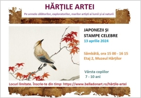 Program educațional pentru copii – Hărțile Artei | Primul modul – „Oameni din culturile lumii”; sâmbătă, 13 aprilie, atelierul cu tema Japonezii și stampe celebre