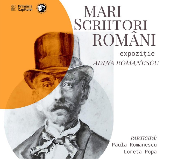 Expoziția „Mari scriitori români” a artistei Adina Romanescu, la MNLR