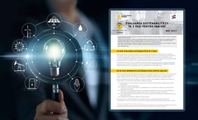 Evaluarea sustenabilității în 3 pași pentru IMM-uri, un document relevant pentru entitățile mici și mijlocii și profesioniștii contabili