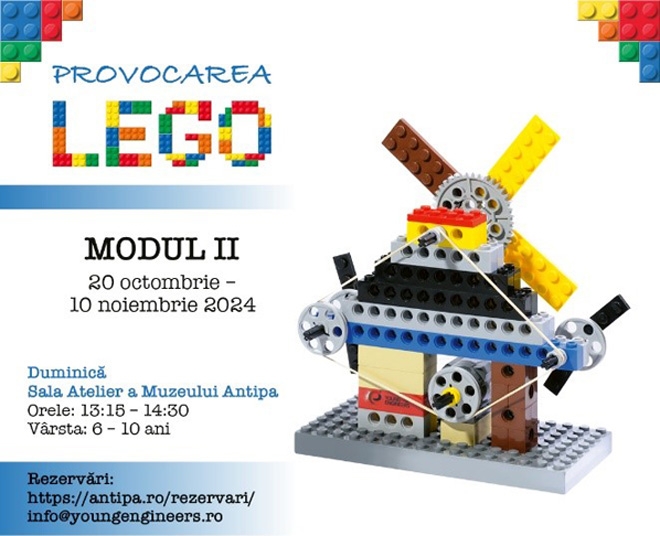 Muzeul Antipa | Provocarea LEGO pentru copii cu vârste între 6 și 10 ani; duminică, 3 noiembrie: „Liftul – masa, gravitația, Isaac Newton, Albert Einstein